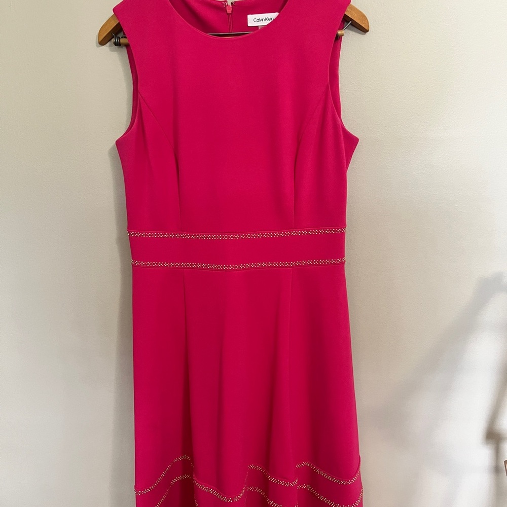 Calvin Klein Pink Sleeveless Dress with Gold Accents
